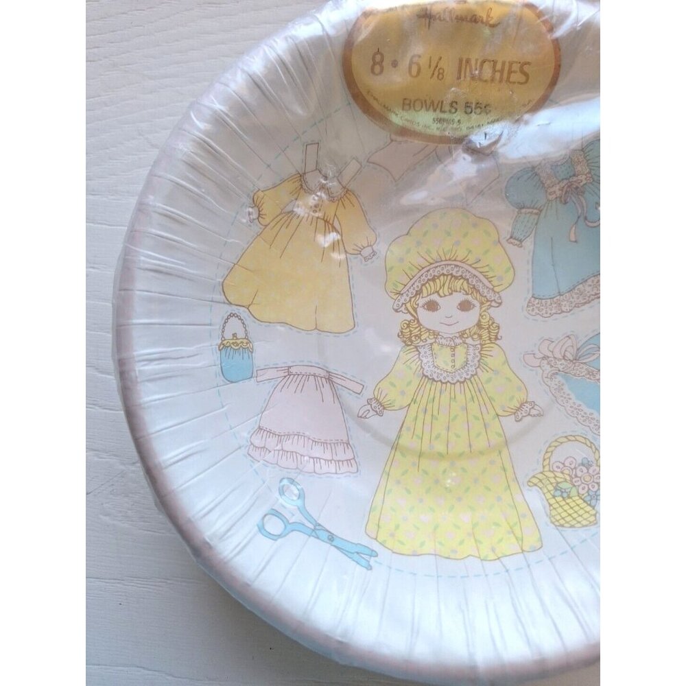Hallmark Paper Doll 8 Party Bowls Vintage Sealed 6 1/8" Similar to Holly Hobbie - Picture 5 of 5